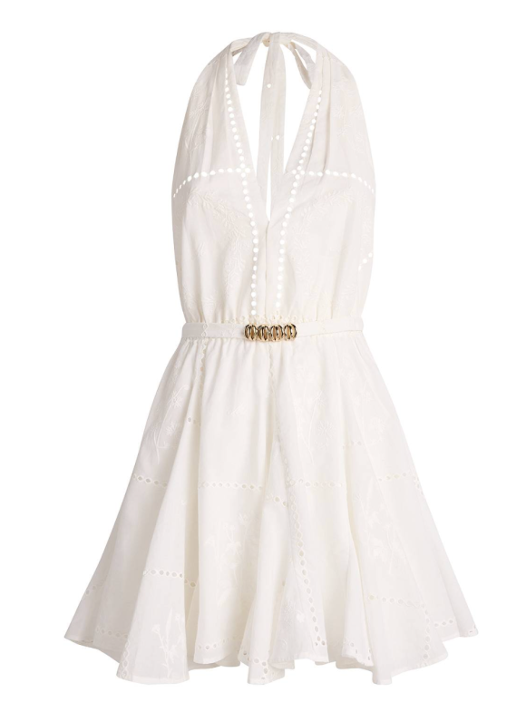 Maje Cotton Embroidered Mini Dress