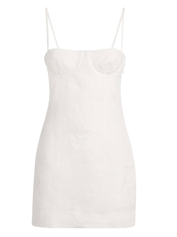 Sir the Label Alessandra Gathered Embroidered Linen Mini Dress