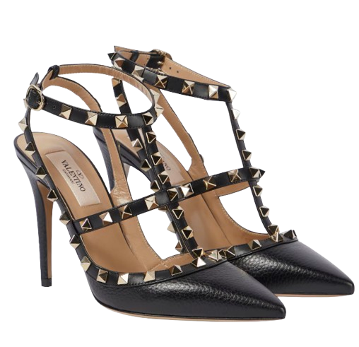 Valentino Black/Silver Rockstud Sandals
