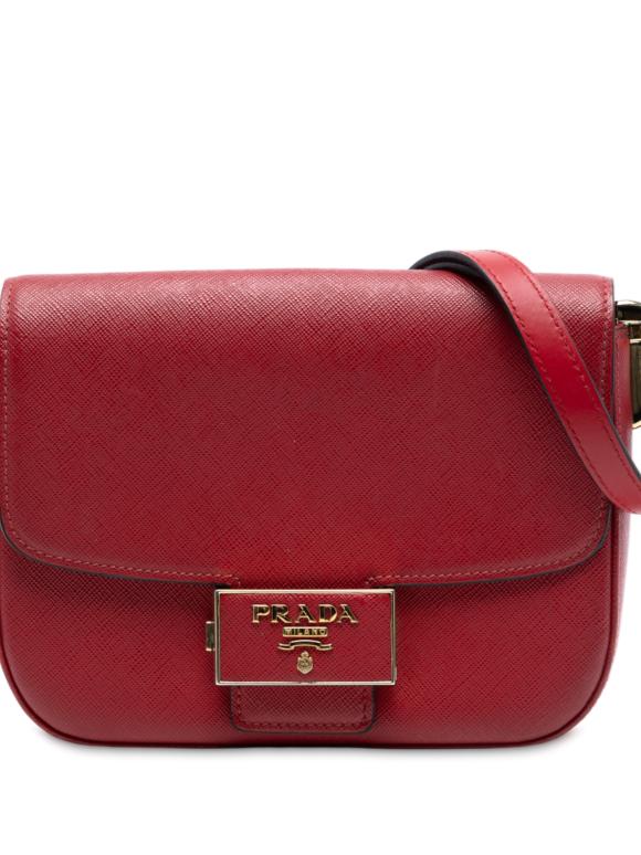 Prada Red Saffiano Lux Embleme Crossbody