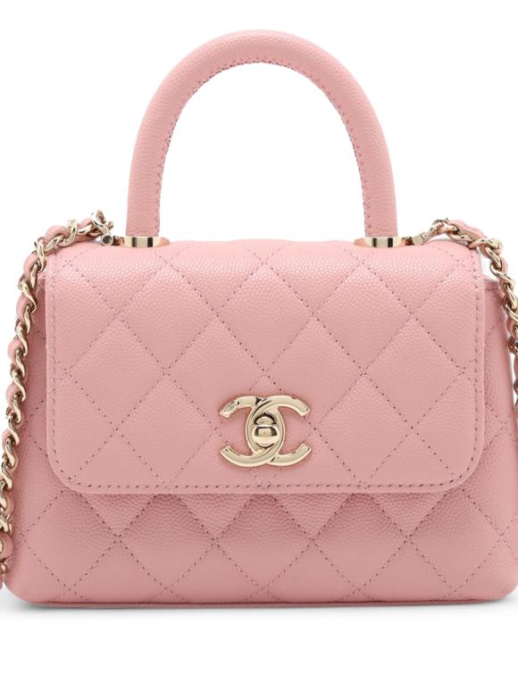 Chanel Pink Extra Mini Quilted Caviar Coco Top Handle Bag