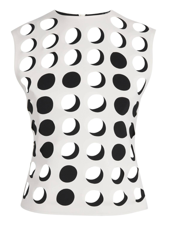 Awake A.W.A.K.E. Mode White Layered Holes Sleeveless Top