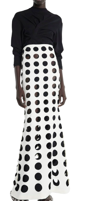 Awake A.W.A.K.E. Mode White Layered Hole Maxi Skirt