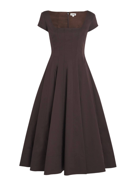 Staud Brown Wells Midi Dress