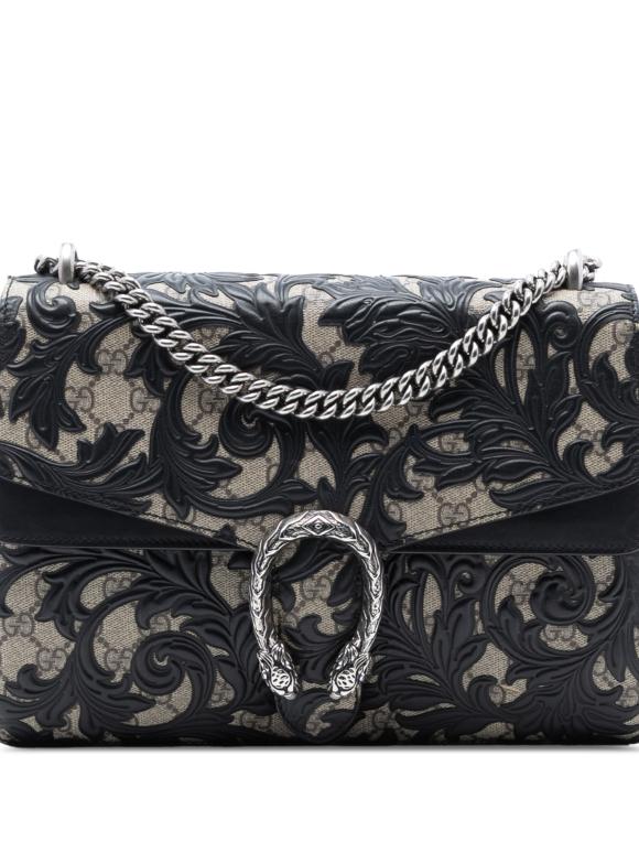 Gucci Black Medium GG Supreme Arabesque Dionysus Shoulder Bag