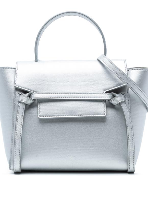 Celine Silver Nano Laminated Calfskin Belt Bag