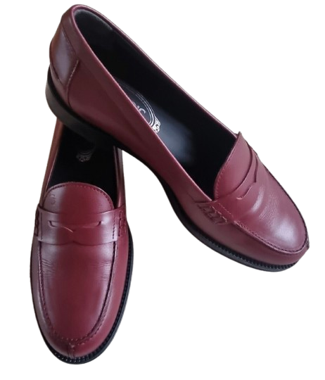 Tod's Dark Red Leather Loafers