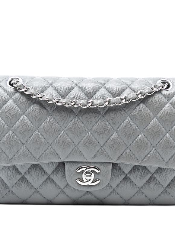 Chanel Grey Medium Classic Caviar Double Flap