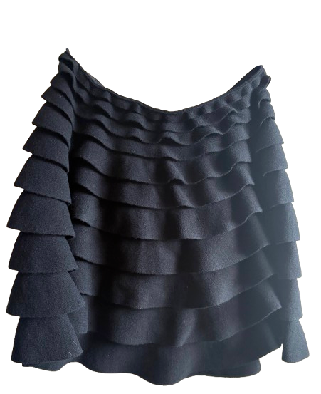 Valentino Black Ruffle Knit Skirt