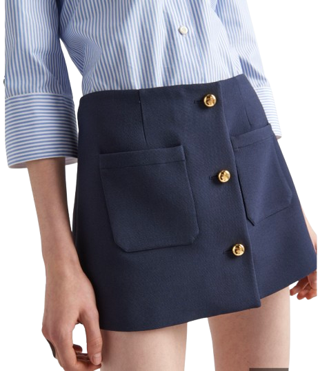 Prada Navy Blue Pocketed Mini Skirt