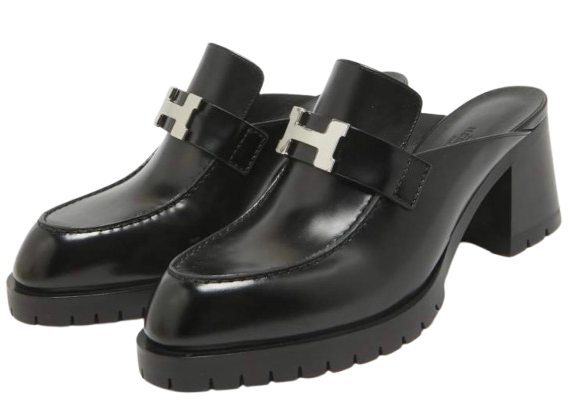Hermes Black Constance Mules