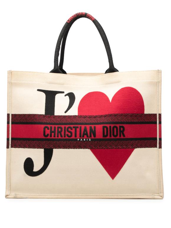 DiorAmour Large Embroidered Canvas Je T aime Book Tote