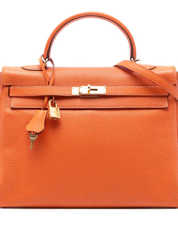 Hermes Orange Togo Kelly II Retourne 35