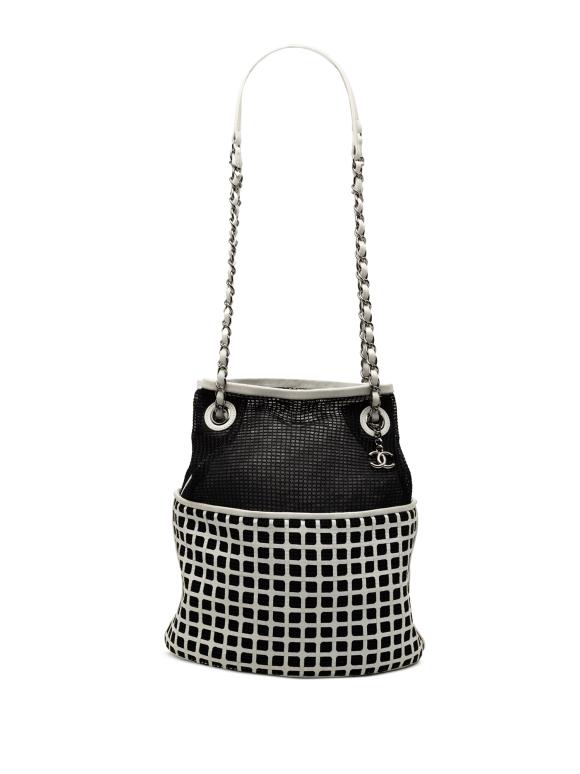 Chanel Black CC Mesh and Calfskin Bucket Bag
