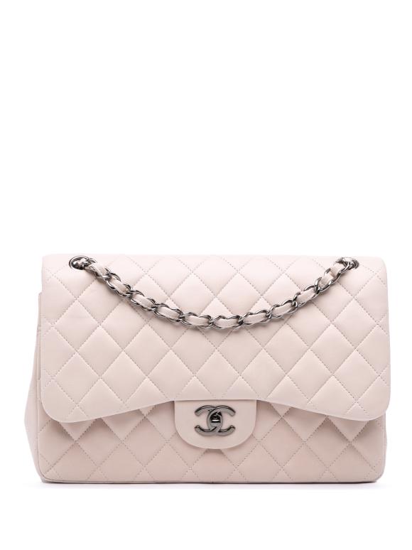 Chanel White Jumbo Classic Lambskin Double Flap