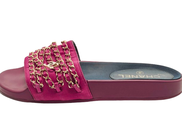 Chanel Chain Embellished Slides