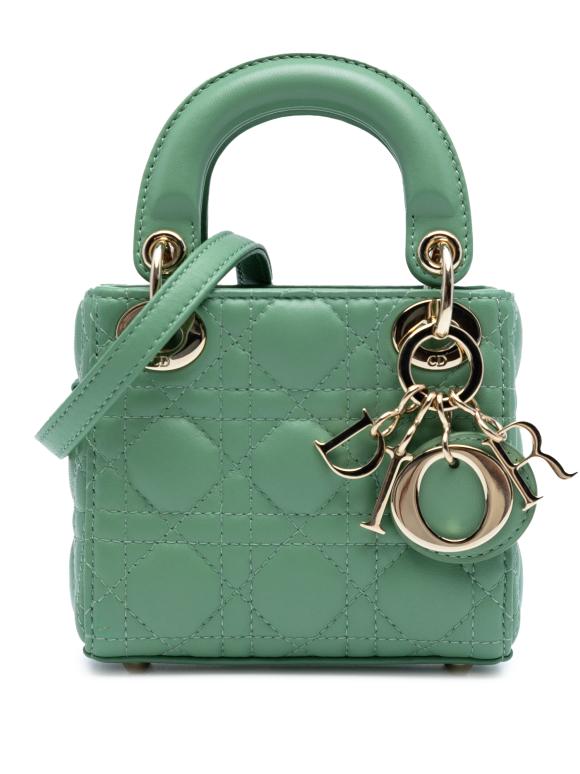 Dior Green Micro Lambskin Cannage Lady Dior