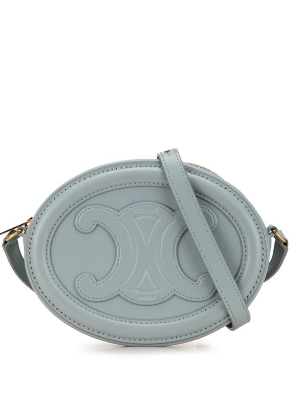 Celine Blue Small Calfskin Cuir Triomphe Oval Crossbody