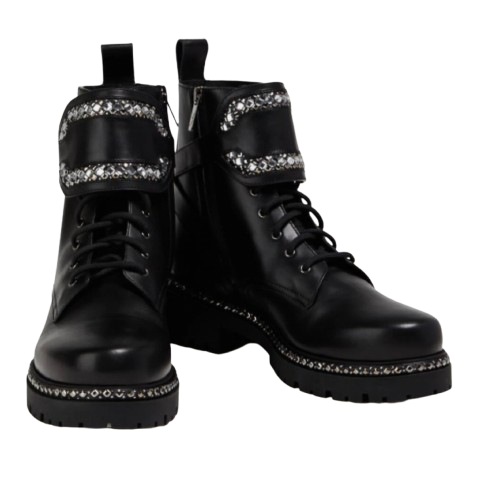 Rene Caovilla Rhinetone Embellished Biker Boots