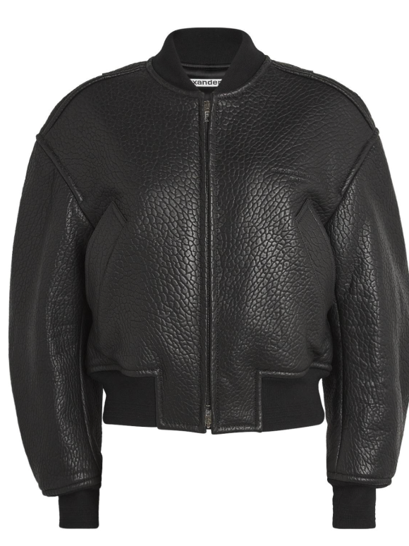 Alexander Wang Lambskin Cropped Bomber Jacket