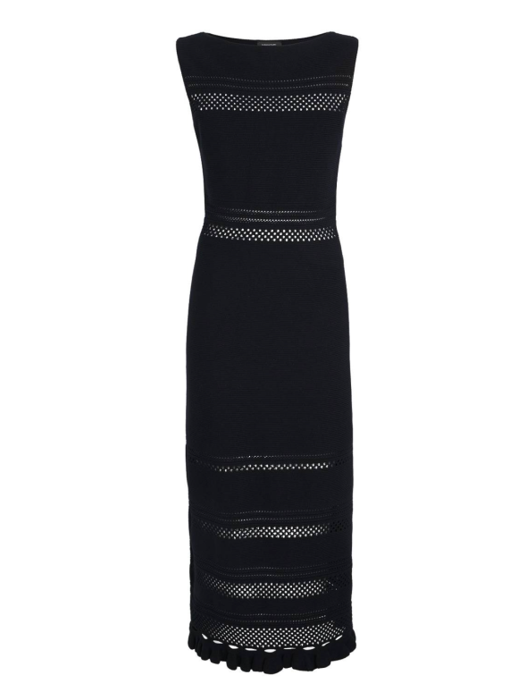 Fabiana Filippi Navy Cotton Sleeveless Midi Dress