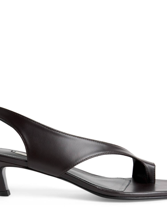 Toteme Black Leather Thong Heeled Sandals