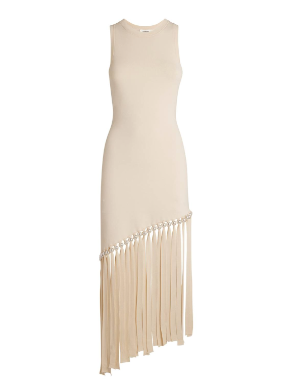 Sandro Asymmetrical Fringed Maxi Dress