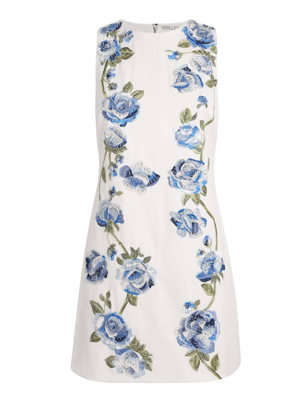 Alice+Olivia Embroidered Floral Clyde Mini Dress