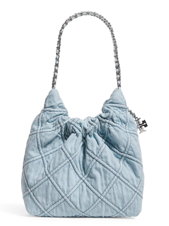 Tory Burch Mini Fleming Soft Denim Hobo Bag