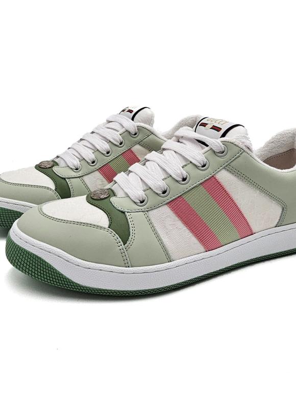 Gucci Green And Pink Retro Trainers