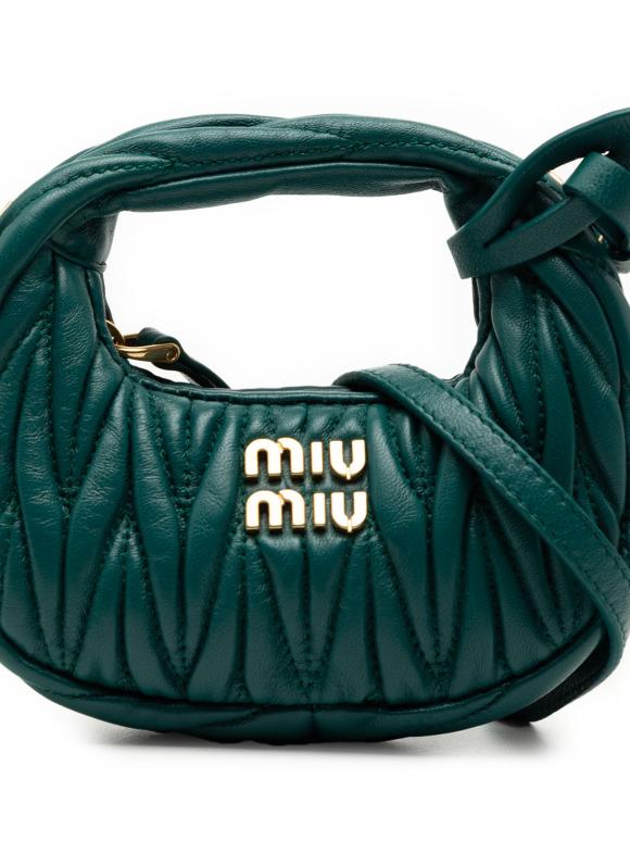 Miu Miu Teal Green Micro Nappa Matelasse Wander Bag