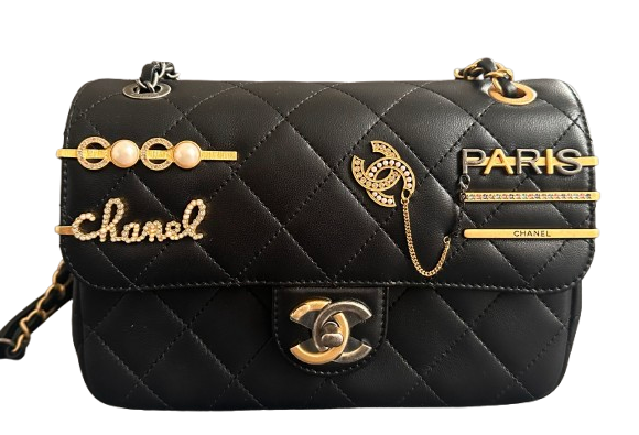 Chanel Collectible Embellished Black Quilted Flap Bag