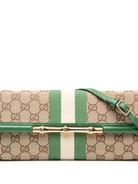 Gucci Green GG Canvas Web Bamboo Bar Crossbody