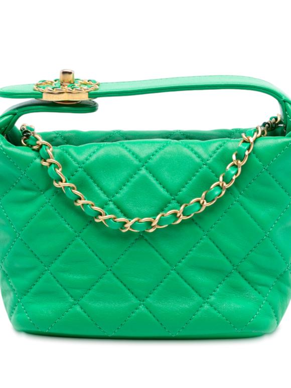 Chanel Green Small Quilted Lambskin Perfect Meeting Hobo
