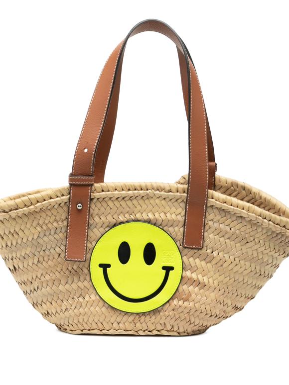 Loewe Small Paulas Ibiza Smiley Raffia Basket Tote