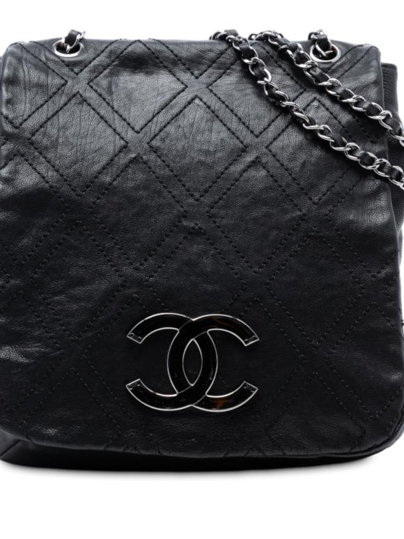 Chanel Black Large Calfskin Diamond Stitch Crossbody