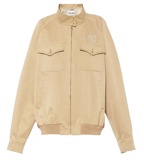 Miu Miu Beige Cotton Bomber Jacket