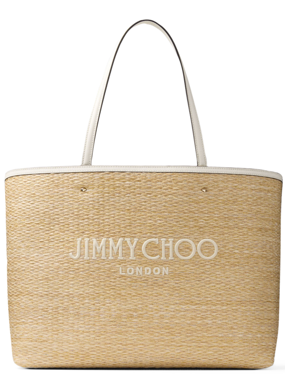 Jimmy Choo Marli Logo-Embroidered Raffia Tote Bag