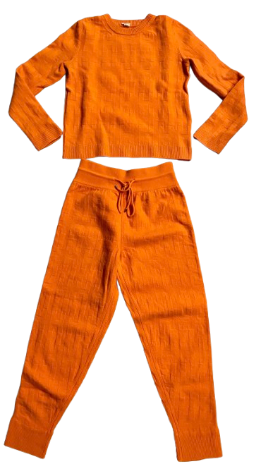 Hermes Orange H Cashmere Two Piece Suit