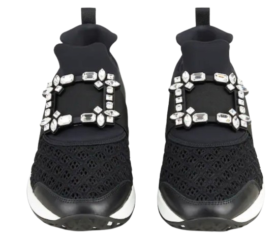 Roger Vivier Crystal Embellished Buckle SlipOn Sneakers