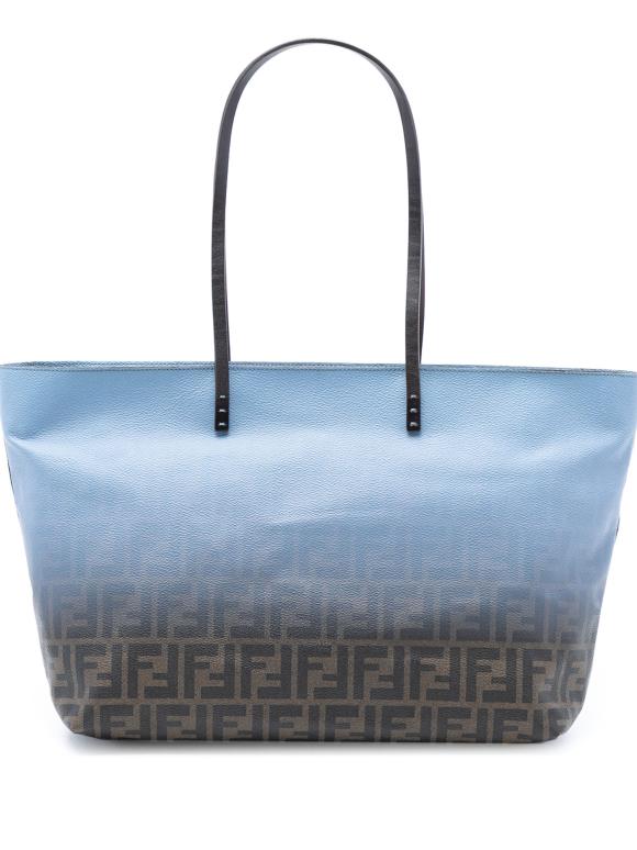 Fendi Blue Medium Ombre Zucca Spalmati Roll Tote