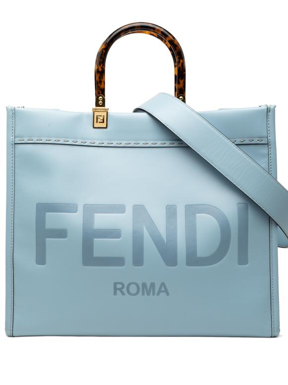 Fendi Blue Medium Leather Sunshine Shopper Tote