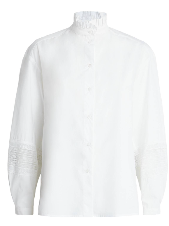 Claudie Pierlot Cotton Broderie Anglaise-Trim Shirt