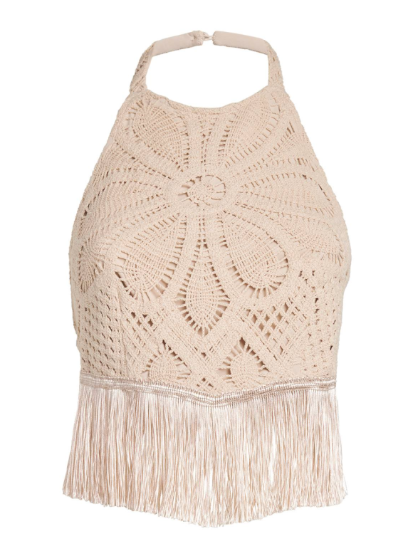 PatBO  Crocheted Top With Fringed Hem