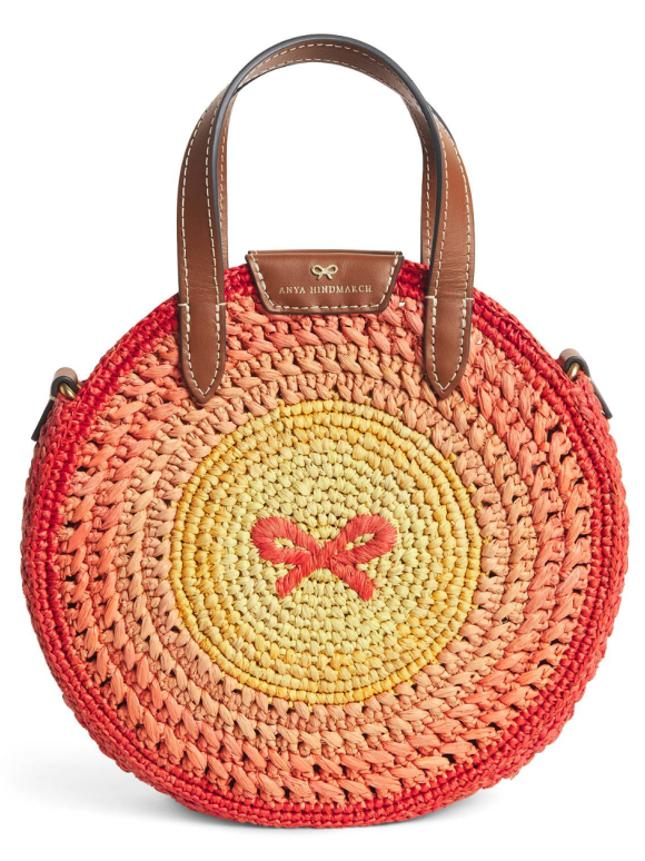 Anya Hindmarch Multi Small Raffia Round Top-Handle Bag