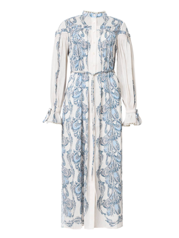 All Saints Delphine Floral Print Midi Shirt Dress