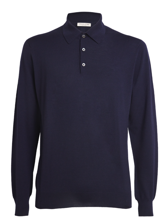 Johnstons of Elgin John Smedley Extra Fine Merino Long-Sleeve Herbie Polo Shirt
