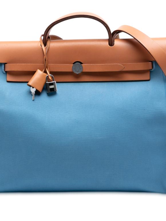 Hermes Blue Toile Herbag Zip 39