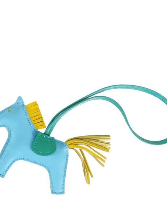 Hermes Celeste Milo Lambskin and Swift Grigri Rodeo Pegase Bag Charm PM