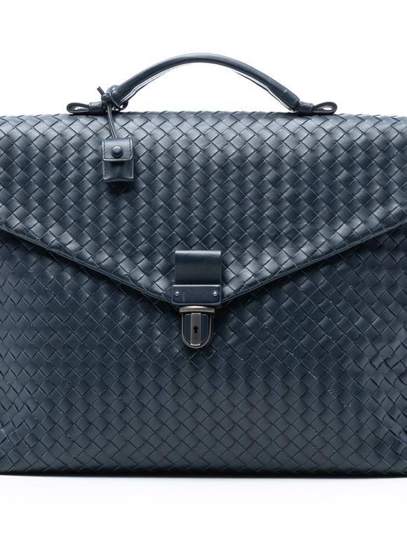 Bottega Veneta Blue Nappa Intrecciato Briefcase